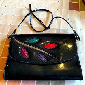 Vintage Rafy Black Patent Shoulder Bag Purse